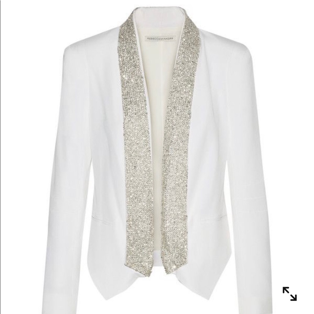 Rebecca Minkoff Ivory Silk Embellished Blazer